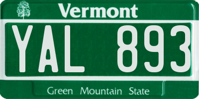 VT license plate YAL893