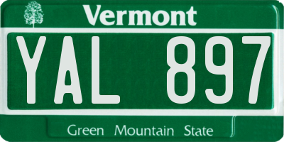 VT license plate YAL897