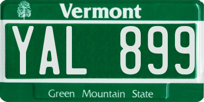 VT license plate YAL899