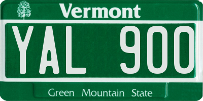 VT license plate YAL900
