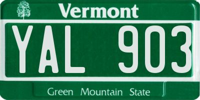 VT license plate YAL903