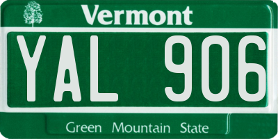 VT license plate YAL906