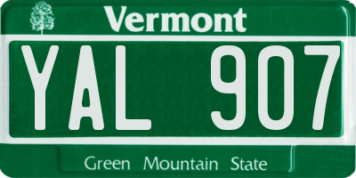 VT license plate YAL907