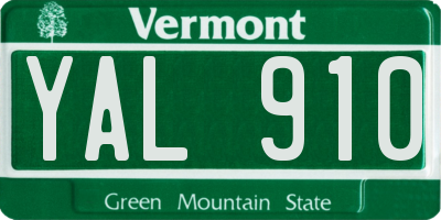 VT license plate YAL910