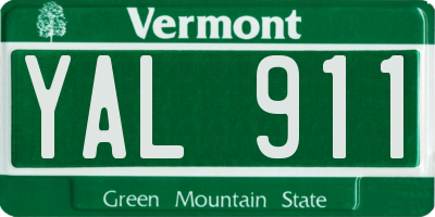 VT license plate YAL911