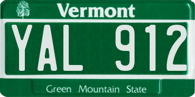 VT license plate YAL912
