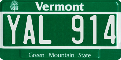 VT license plate YAL914
