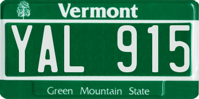 VT license plate YAL915