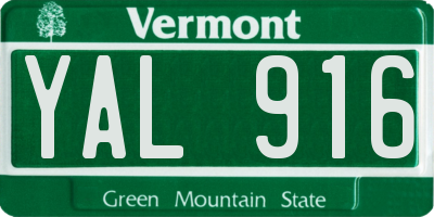 VT license plate YAL916