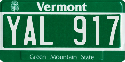 VT license plate YAL917