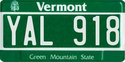 VT license plate YAL918
