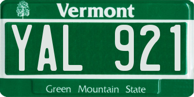 VT license plate YAL921