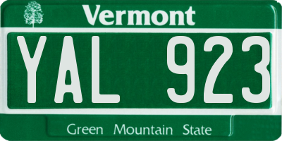VT license plate YAL923