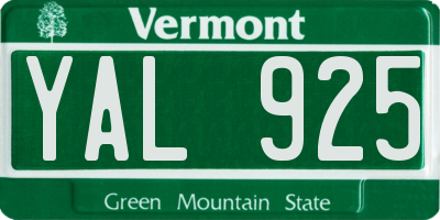 VT license plate YAL925