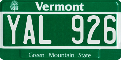 VT license plate YAL926