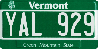 VT license plate YAL929