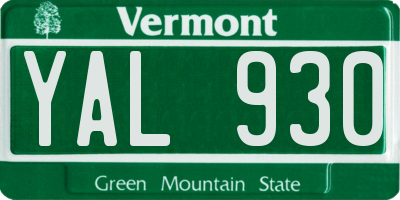 VT license plate YAL930