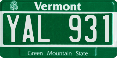 VT license plate YAL931