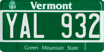VT license plate YAL932