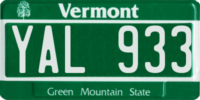 VT license plate YAL933