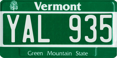 VT license plate YAL935
