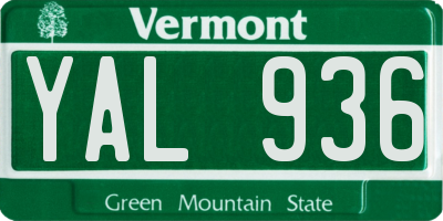 VT license plate YAL936