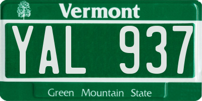 VT license plate YAL937