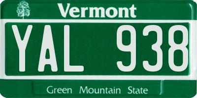 VT license plate YAL938