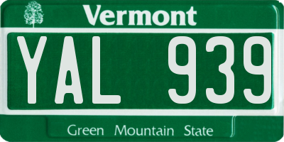 VT license plate YAL939