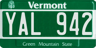 VT license plate YAL942