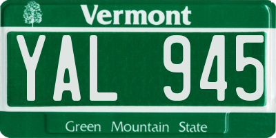 VT license plate YAL945