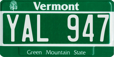 VT license plate YAL947