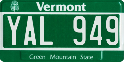 VT license plate YAL949