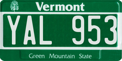 VT license plate YAL953