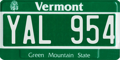 VT license plate YAL954