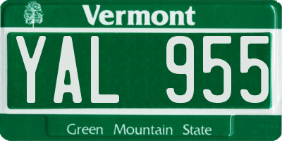 VT license plate YAL955