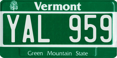 VT license plate YAL959