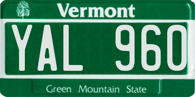 VT license plate YAL960