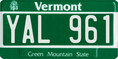 VT license plate YAL961