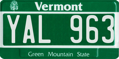 VT license plate YAL963