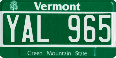 VT license plate YAL965
