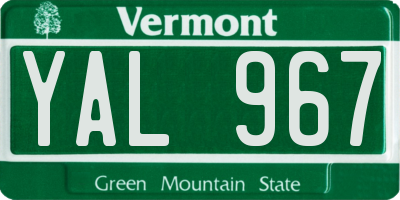 VT license plate YAL967