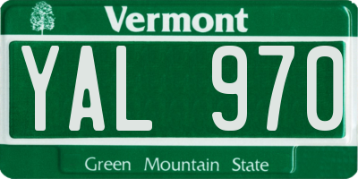 VT license plate YAL970