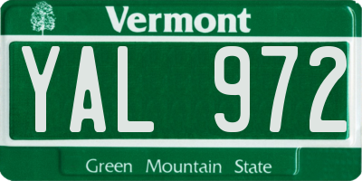 VT license plate YAL972