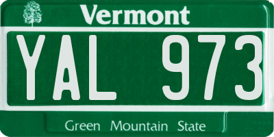 VT license plate YAL973
