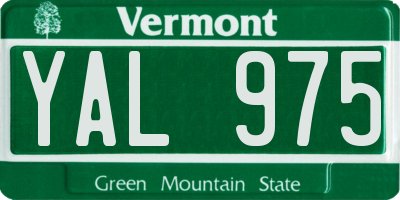 VT license plate YAL975