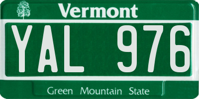 VT license plate YAL976