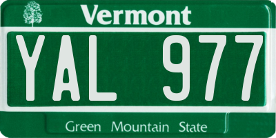 VT license plate YAL977