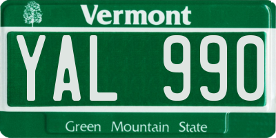 VT license plate YAL990
