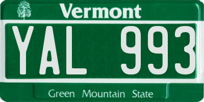 VT license plate YAL993